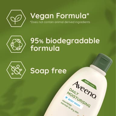 Aveeno Daily Moisturising Body Wash Bundle (3x 500ml), Gentle Wash with Soothing Colloidal Oatmeal, Nourishing Cleanser for Sensitive and Normal to Dry Skin view 3