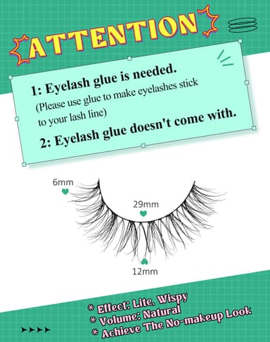 Lashes Natural Look False Eyelashes Wispy Eye Natural Small Fake Eyelash Volume Lash Soft Band 10 Pairs D-M01 view 2