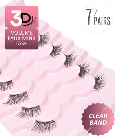 Onlyall Cat Eye Half Lashes Natural Look Wispy Corner False Eyelashes 3/4 Clear Band Lash Pack Fluffy 3D Curly 14MM C02 view 2