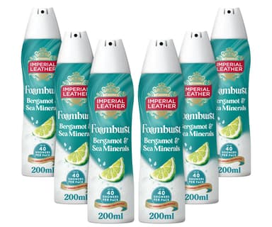 Imperial Leather Bergamot & Sea Minerals Foamburst Gel to Foam Body Wash Shower Gel, Rich Foaming Body Wash with Luxury Fragrance, Vegan & Cruelty Free (6 x 200ml) view 1