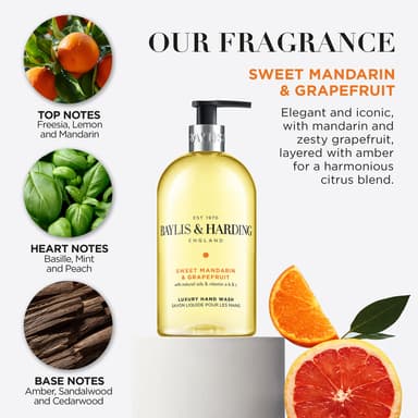 Baylis & Harding Sweet Mandarin and Grapefruit Hand Wash, 500 ml (Pack of 3) - Vegan Friendly view 3