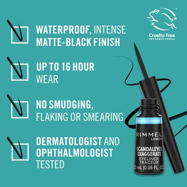 Rimmel London Exaggerate Waterproof Liquid Eyeliner, 2.5 ml, Black view 2
