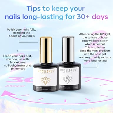 Modelones Gel Top Coat and Base Coat, 2Pcs 10ml Gel Nail Polish No Wipe Top and Base Coat Set, Glossy Shine Long Lasting LED Soak Off For Home DIY and Nail Salon view 3