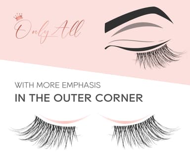 Onlyall Cat Eye Half Lashes Natural Look Wispy Corner False Eyelashes 3/4 Clear Band Lash Pack Fluffy 3D Curly 14MM C02 view 3