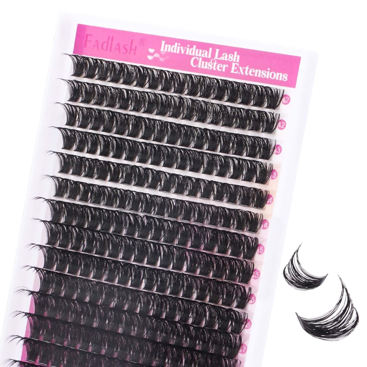 FADLASH 100pcs 0.07mm D Curl 12-18mm 100D Wispy Reusable Soft Fluffy Cluster Lashes DIY Eyelash Extensions