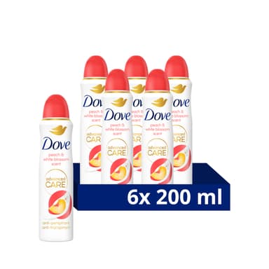 Dove Advanced Care Go Fresh Peach & White Blossom Scent Anti-Perspirant Aerosol Women's Deodorant Spray with Pro-Ceramide technology for 72 hour protection against sweat and odour 6x 200 ml view 2