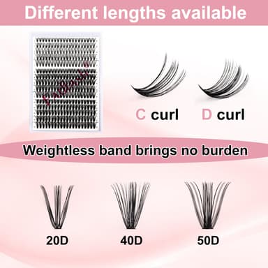 FADLASH 300pcs 0.07mm D Curl 10-18mm 20D+40D+50D Mixed Clusters Natural Look Fluffy Wispy Volume Lashes DIY Eyelash Extensions view 2