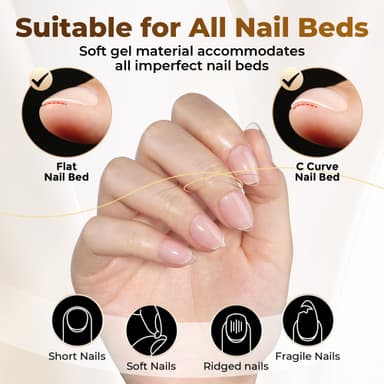 UNA GELLA Almond False Nails, 504Pcs Extra Short Almond Nail Tips Full Cover Soft Gel Nail Extensions Kit Clear Press on Nails for Home Art DIY 12 Sizes view 4