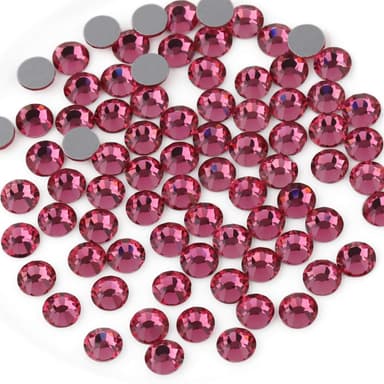 Beadsland 1440 PCS Flat Back Crystal Rhinestones Round Gems for Nail Art and Craft Glue Fix,Rose(SS3(1.2-1.4mm)) view 1