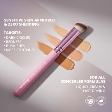 LAMORA Concealer Makeup Brush Under Eye - Angled Flat Top Kabuki Nose Contour Brush - Ideal for Concealing Blending Setting Buffing with Powder Liquid Cream Cosmetic - Small Makeup Foundation Brush view 3