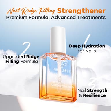 Modelones Nail Care 8 in one Ridge Filling Strengthener Treatment, Nail Polish Strengthener for Damaged and Weak Nails, Nail Hardener Extra Strong and Growth Smoothing Base Coat Clear Varnish 15ml view 2