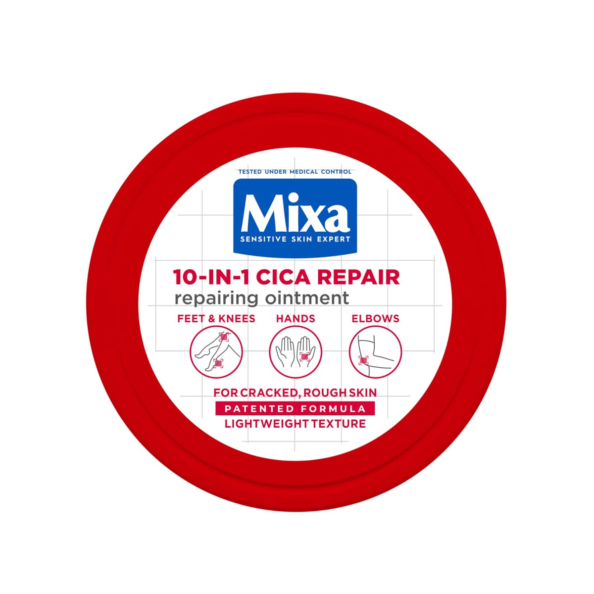 Mixa Balm, 10-in-1 Cica Repair Ointment, Repairing Balm for Cracked and Rough Skin, with 40% Glycerin, Urea and Allantoin, Suitable for Slugging and Foot Care, 150ml