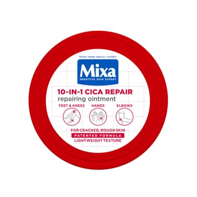 Mixa Balm, 10-in-1 Cica Repair Ointment, Repairing Balm for Cracked and Rough Skin, with 40% Glycerin, Urea and Allantoin, Suitable for Slugging and Foot Care, 150ml view 1