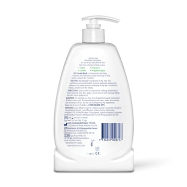 QV Gentle Wash (500g) for Dry, Sensitive Skin, pH Balanced, Unscented, Soap Free, Moisturising Soap alternative that lathers for Dry Skin Eczema, Psoriasis, Dermatitis for whole body view 2