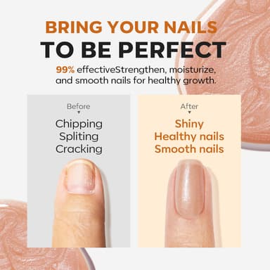 Modelones Nail Care 8 in one Ridge Filling Strengthener Treatment, Nail Polish Strengthener for Damaged and Weak Nails, Nail Hardener Extra Strong and Growth Smoothing Glitter Nude Nail Varnish 15ml view 3