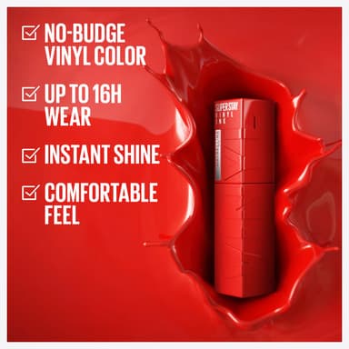 Maybelline New York Super Stay Vinyl Ink Liquid Lip Colour, 16HR Long-Lasting, Ultra-Pigmented, Smudge & Transfer-Proof, High Shine Finish, Vegan Formula for Comfortable Wear, Shade: 40 Witty view 3