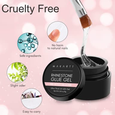 Makartt Rhinestone Glue Gel Kit, 30g & 8g Super Adhesive 3D Gel Nail Gems Glue for Rhinestones Crystal Stones Jewels view 4