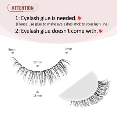 Onlyall Natural Eyelashes Wispy Lashes Clear Band Natural Looking False Eyelash C Curl Lash Fake13mm H6 view 4