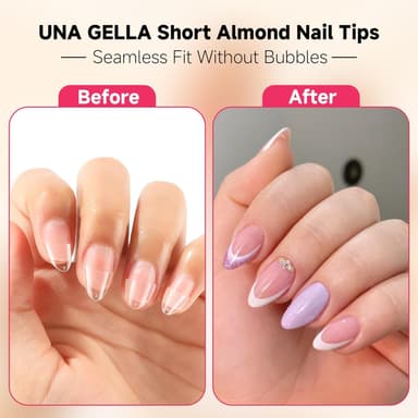 UNA GELLA Nail Tips 504Pcs False Nails Half Matte Full Cover Clear Acrylic Gel Fake Nails for Extensions Nail Art DIY Salon 12 Sizes Short Almond-Half view 3