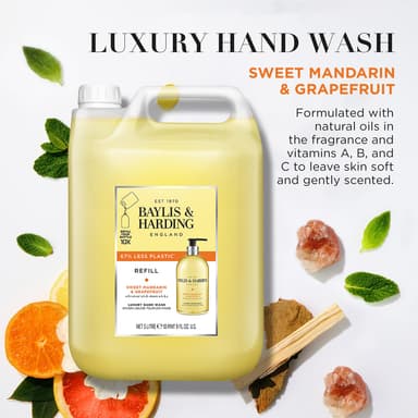 Baylis & Harding Sweet Mandarin & Grapefruit Hand Wash 5 Litre Refill (Pack of 2, total 10 litres) - Vegan Friendly view 4