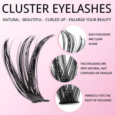 KEYRI 540 Pieces Individual Eyelashes 30-40-50-60-80-100D Fluffy Russian Eyelashes Extensions Cluster Lashes Kit DIY Eye Lashes Ultra-lightweight Eyelash Clusters for Girls and Women (8-16mm Mix) view 3