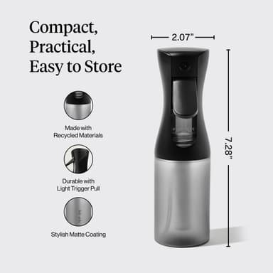 Kitsch Spray Bottle for Hair 150ml - Continuous Water Spray bottle for Hair, Cleaning, Gardening, Versatile Spray Bottles - With Ultra Fine Mist - Made from Recycled Plastic - Black view 4