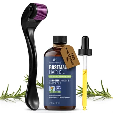 Botanic Hearth Rosemary Oil for Hair Growth | Strengthening Biotin, Jojoba, Castor Hair Growth Oil for frizzy hair | Dry, Damaged Scalp Treatment | Color Safe | All Hair Types | 2 oz (+ Derma Roller) view 1