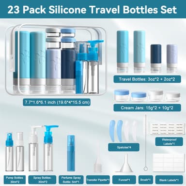 INSFIT 23 Pack Travel Bottles for Toiletries, TSA Approved Silicone Travel Size Toiletries with Toiletry Bag, BPA Free Leak Proof Refillable Travel Essentials for Shampoo Conditioner Lotion view 3