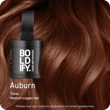 BOLDIFY Hairline Powder (LARGE, 10g) - Root Touch Up Hair Color for Gray Coverage - Bald Spot Concealing Hair Powder for Women and Men - 24-Hour Stain-Proof - Auburn view 2