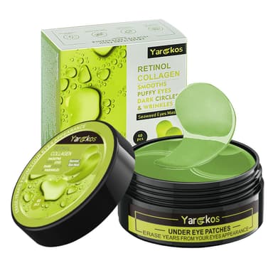 Green Gold Undereye Mask (60 Pcs), Collagen Hydrating Gel Pads, Reduce Puffiness, 30 Pairs Under Eye Patches for Dark Circles Puffy Eyes Treatment, Wrinkle, Women Men Beauty Personal Skin Care Product view 1