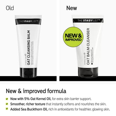 The INKEY List Oat Cleansing Balm 150ml – New & Improved Formula, Makeup & SPF Remover, 5% Oat Kernel Oil for Hydration & Skin Barrier Support, Gentle Cleanser for Sensitive Skin view 2