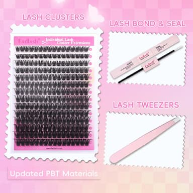 FADLASH 100D 0.07mm D Curl 8-16mm with Bond and Seal and Tweezers Fluffy Cluster Lashes DIY Eyelash Extensions view 4
