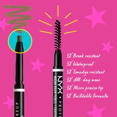 NYX Professional Makeup Micro Brow Pencil, Ultra Slim Eye Brow Pencil with Dual Ended Ultrafine Tip, Waterproof & Smudge-Resistant, Vegan Formula, Shade: Brunette view 2