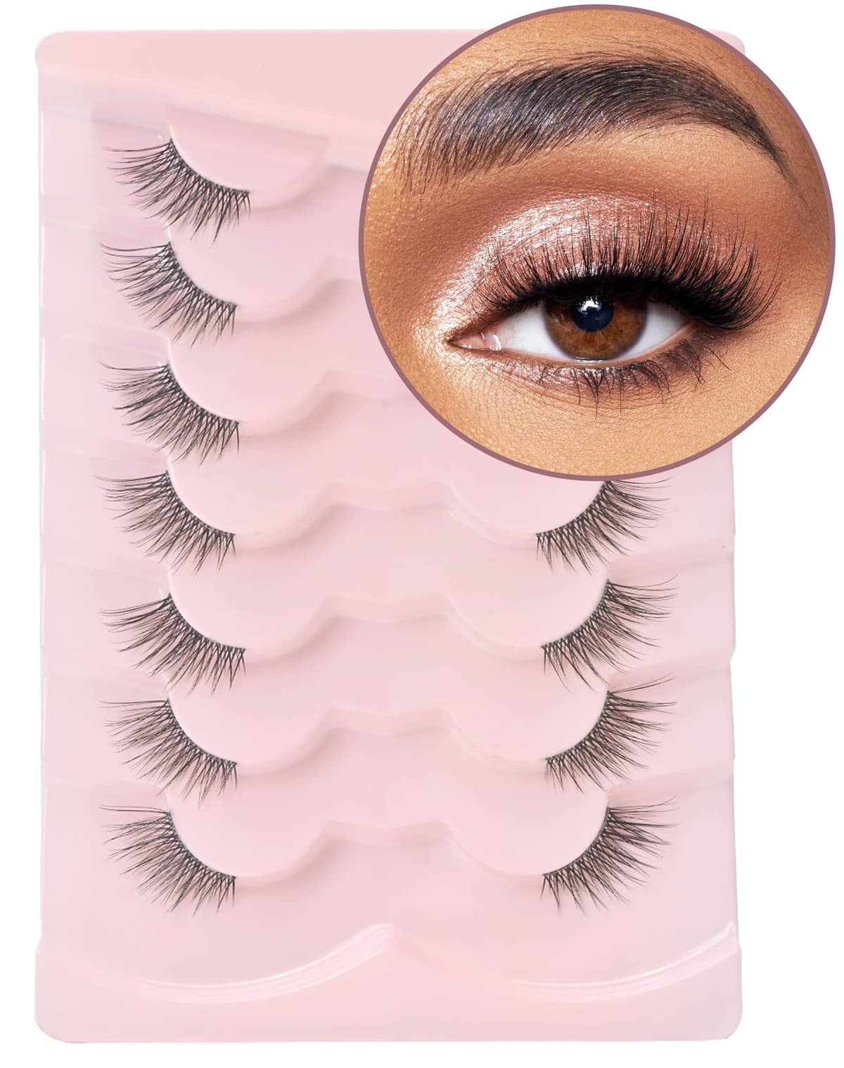 Onlyall Cat Eye Half Lashes Natural Look Wispy Corner False Eyelashes 3/4 Clear Band Lash Pack Fluffy 3D Curly 14MM C02