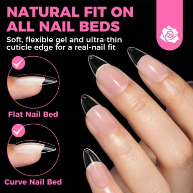 UNA GELLA Nail Tips, 504PCS Clear False Nail Medium Almond Shape For Gel Extensions - 12 Sizes Soft Acrylic Gel Press On Nails No C Curve Gift For Diy At Home view 4