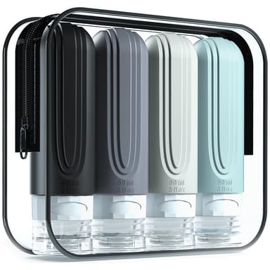 Mrsdry Travel Bottle for Toiletries, Leak Proof Silicone Travel Size 90ml Bottles Refillable Containers for Liquid Shampoo, BPA Free and TSA Approved Travel Accessories with Clear Bag (4 Pack) view 1