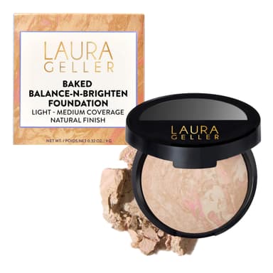 LAURA GELLER NEW YORK Award-Winning Baked Balance-n-Brighten Color Correcting Powder Foundation - Porcelain - Buildable Light to Medium Coverage - Demi-Matte Natural Finish view 1