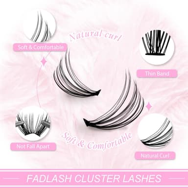 FADLASH 20D 0.07mm D Curl 12mm Russian Fluffy Natural Wispy Cluster Lashes DIY Eyelash Extensions view 2
