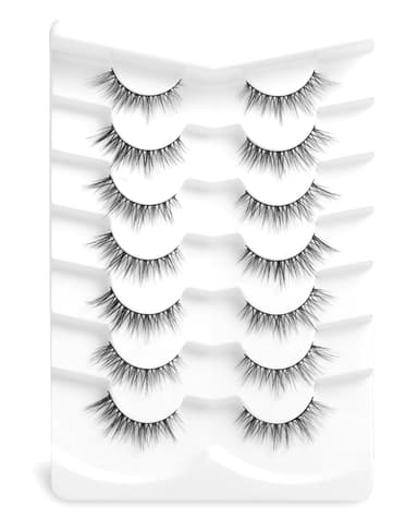 False Lashes Mink Fluffy Lash Airy Volume Eyelash Natural Look 3D Eyelashes 12mm C Curl Fake Eye Lash 7 Pairs D8 view 4