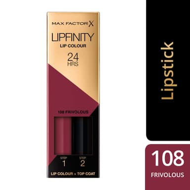 Max Factor Lipfinity Frivolous, Long-Lasting, Two Step Lipstick, Vibrant Colour, Hydrating, Lasts 24 Hrs, Matte Lip Colour With Glossy Top Coat, 4.2g view 3