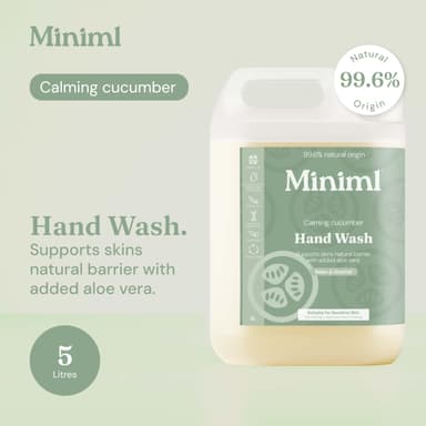 Miniml Hand Soap Wash Liquid 5L Refill - Cucumber & Aloe Vera Infused Eco Friendly Hand, Skin & Body Wash Gel for Soft and Sensitive Skin Care - 100% Vegan & Cruelty Free view 2