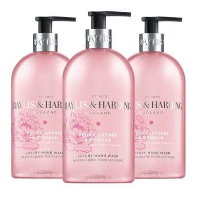 Baylis & Harding Signature Peony, Lychee, Vanilla Hand Wash 500ml (Pack of 3) - Vegan Friendly view 1