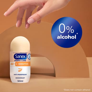 Sanex Derma Care Sensitive 48-Hour Antiperspirant Roll-On Deodorant 6x50ml – long-lasting freshness against sweat and odour – gently cares for skin – contains 0% alcohol* view 4