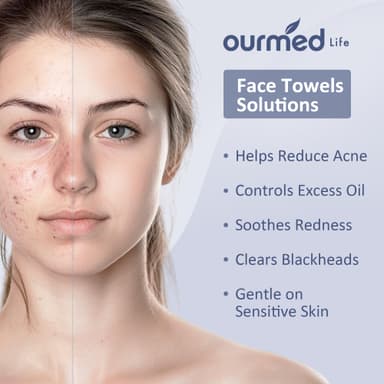 Ourmed Life Face Towels, Disposable Biodegradable Clean Face Wipes for Sensitive Skin, Lint- free Facial Towels for Women Cleansing, Skincare and Makeup Remover, Dry Wipes,300 Count EF Texture view 3