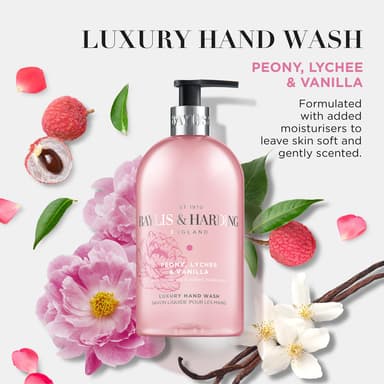 Baylis & Harding Signature Peony, Lychee, Vanilla Hand Wash 500ml (Pack of 3) - Vegan Friendly view 4