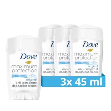 Dove Maximum Protection Original Clean Anti-perspirant Cream Stick with ¼ moisturising cream our most effective deodorant 3x 45 ml view 1