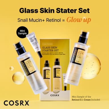 COSRX Glass Skin Starter Set, Amazon Exclusive, Advanced Snail 96% Mucin Power Essence & Retinol 0.1% Cream Mini Sample, Daily Hydrating & Firming Korean Skincare Kit, Gift Set view 2