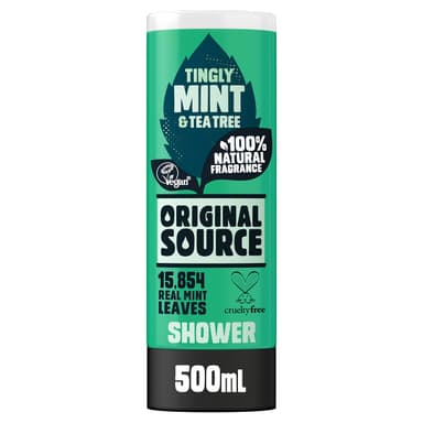 Original Source Mint & Tea Tree Shower Gel, 100 Percent Natural Fragrance, Vegan, Cruelty Free, Paraben Free, Bulk Buy, Pack of 6 x 500 ml view 2