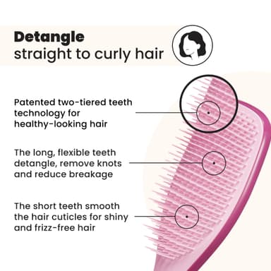 Tangle Teezer | The Wet Detangler Hairbrush for Wet & Dry Hair | For All Hair Types | Eliminates Knots & Reduces Breakage | Raspberry Rouge view 2