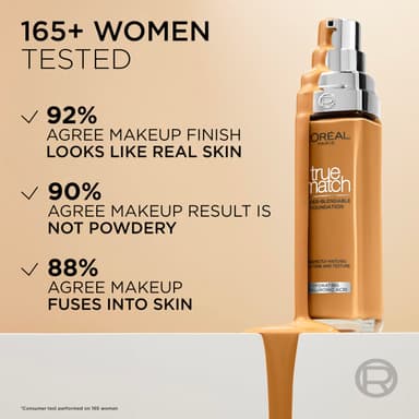 L'Oreal Paris True Match Liquid Foundation, Skincare Infused with Hyaluronic Acid, SPF 16, Available in 46 Shades, Suitable for All Skin Types, 8.5W Toffee, 30 ml view 4